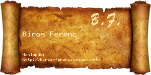 Biros Ferenc névjegykártya