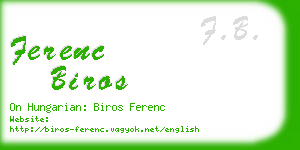 ferenc biros business card